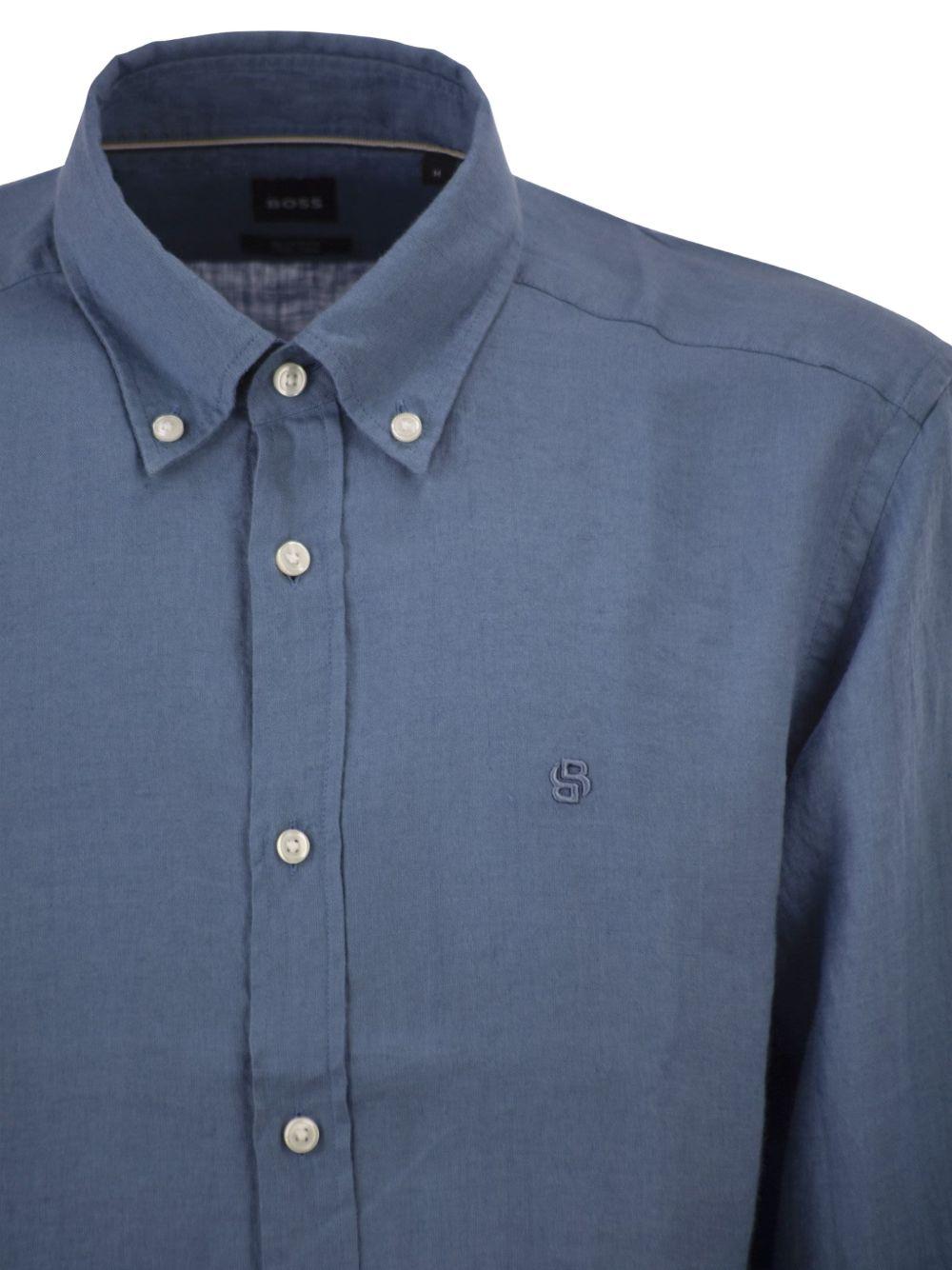 Camicia in cotone con colletto button down 50556077 459 BOSS 