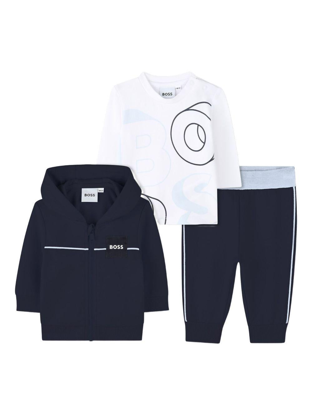 Tuta con Cappuccio e Logo a Contrasto J52527 849 BOSS KIDS 