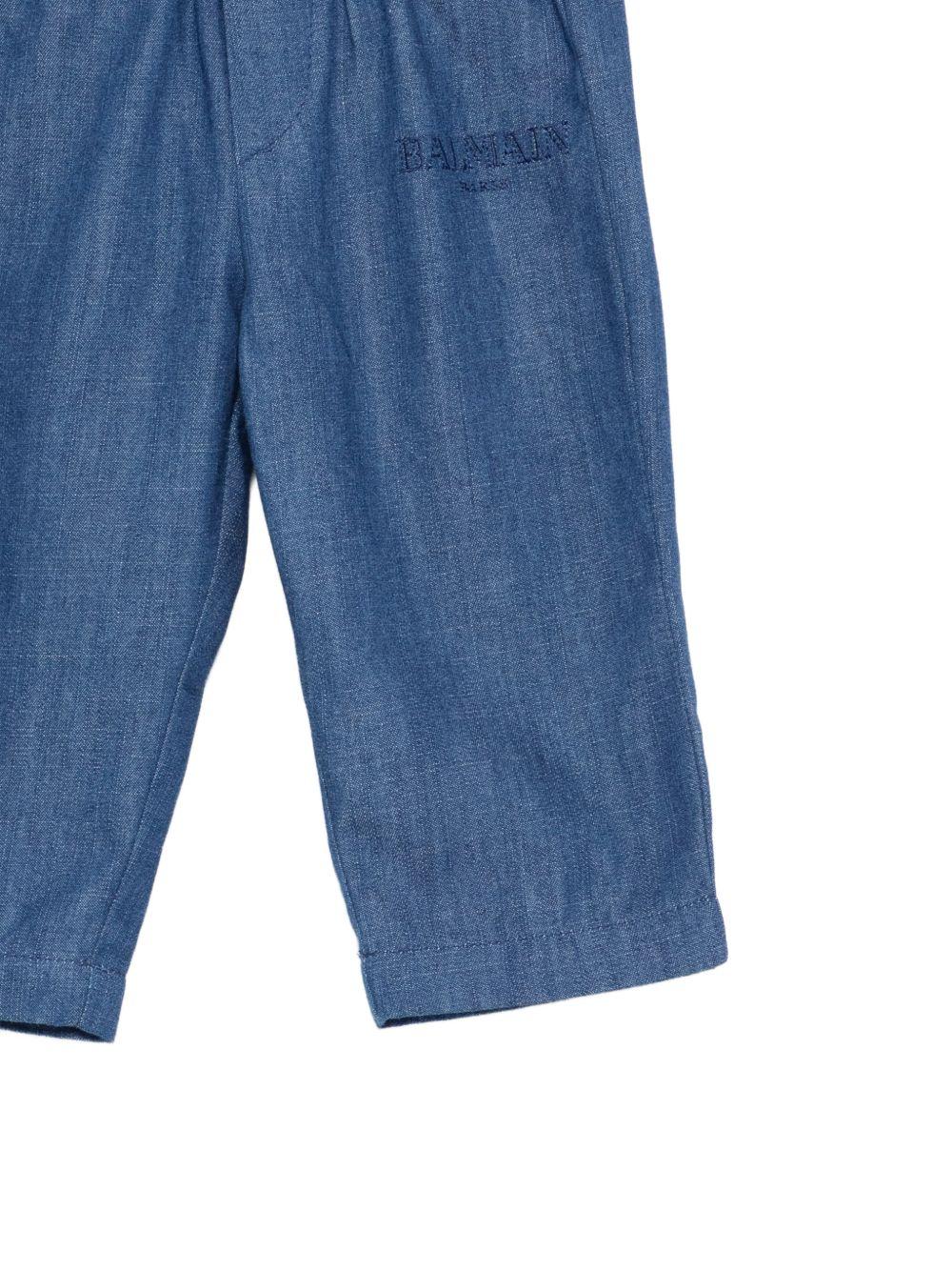 Pantaloni effetto denim con elastico in vita BY6590P0588 625 BALMAIN KIDS 