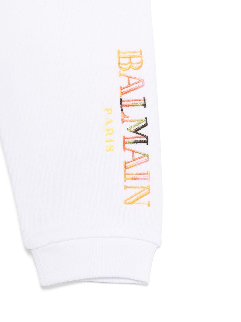 Pantatuta bianco con logo ricamo multicolor neonato