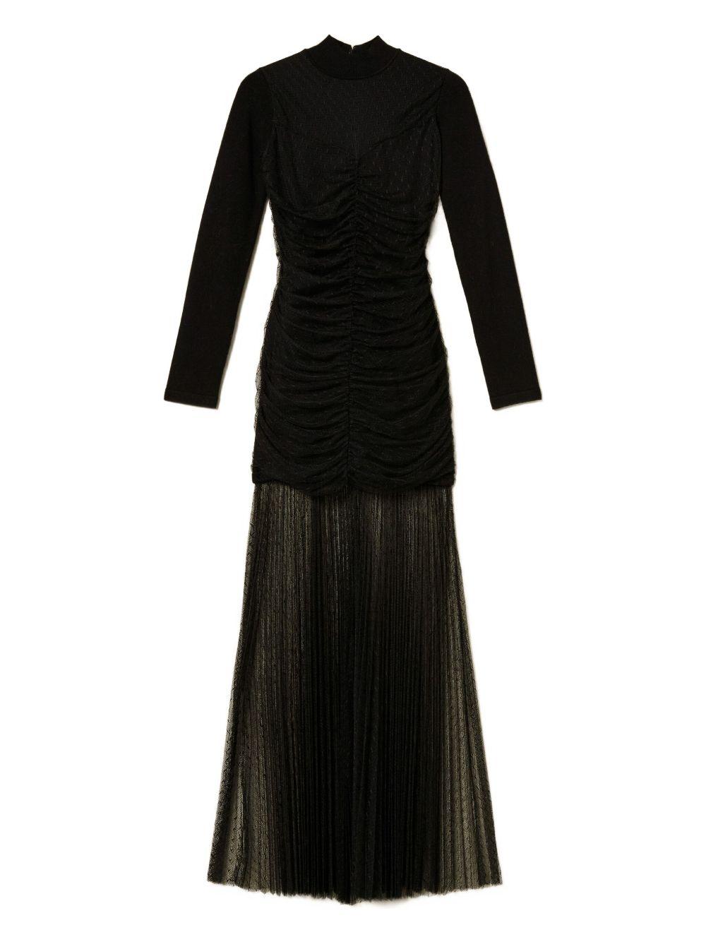 Abito Nero Plissettato con Tulle 252TT3262 00006 TWINSET 