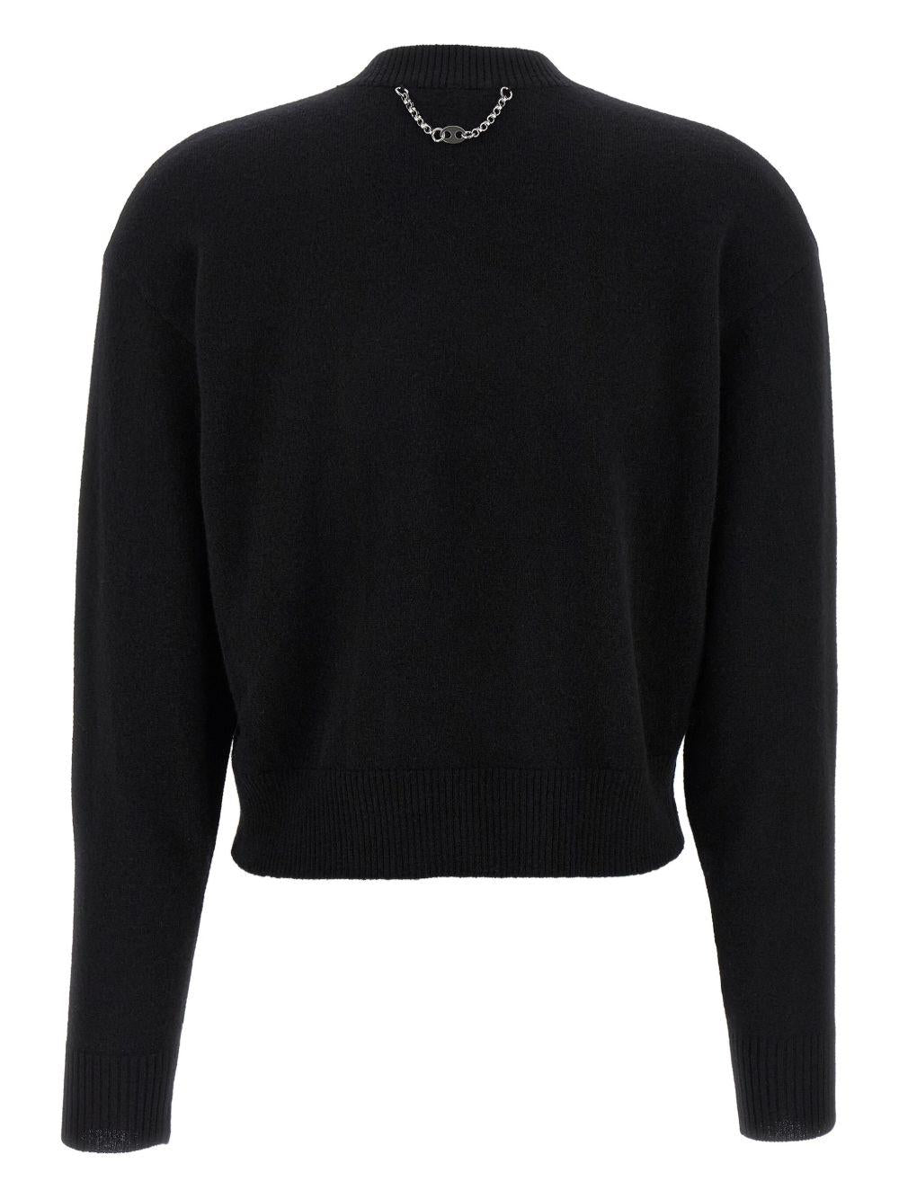 Maglione nero girocollo con dettagli bottoni 25AMPU055ML0323 P001 RABANNE 