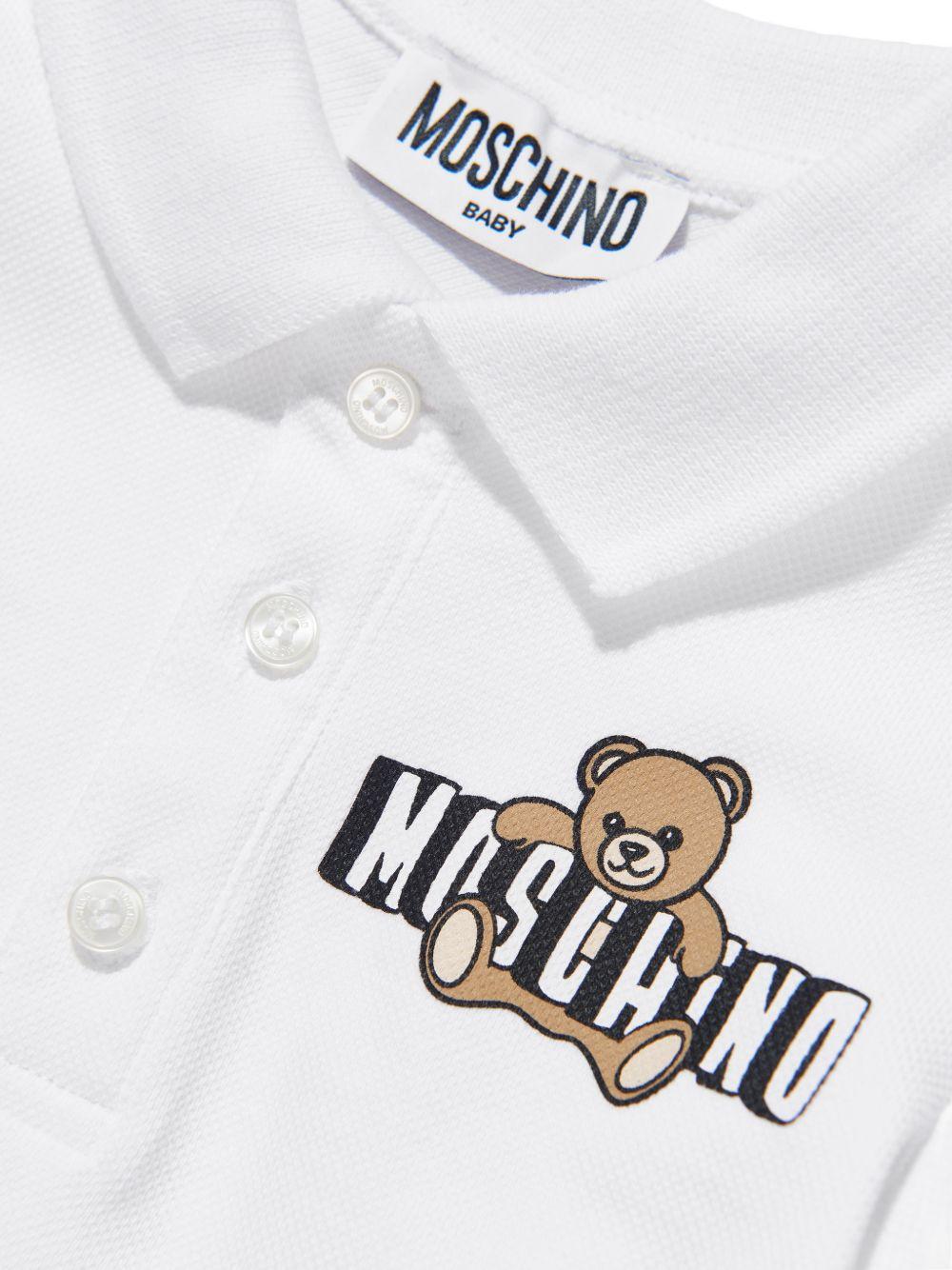 Polo in cotone con maniche corte MUM04JLFA09 10101 MOSCHINO KIDS 