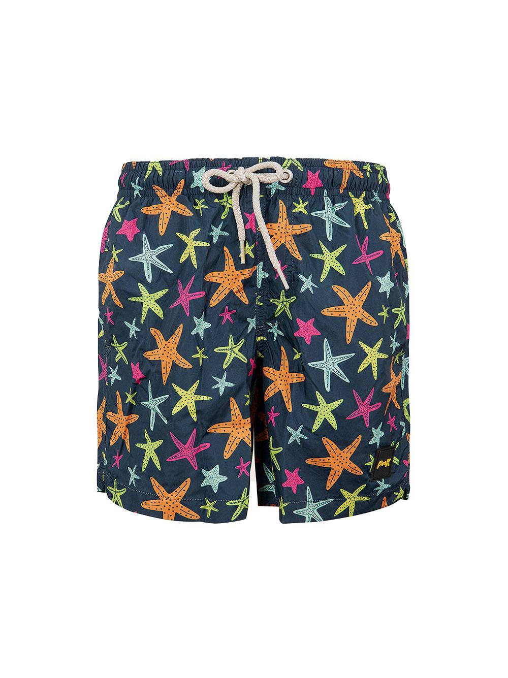 Costume boxer blu con fantasia stelle marine