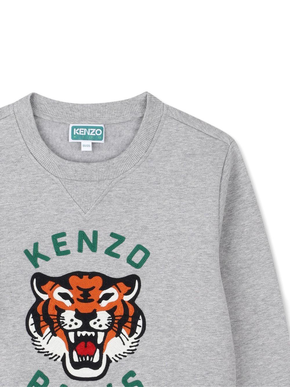 Felpa grigia con ricamo Tiger K61509 A55 KENZO KIDS 