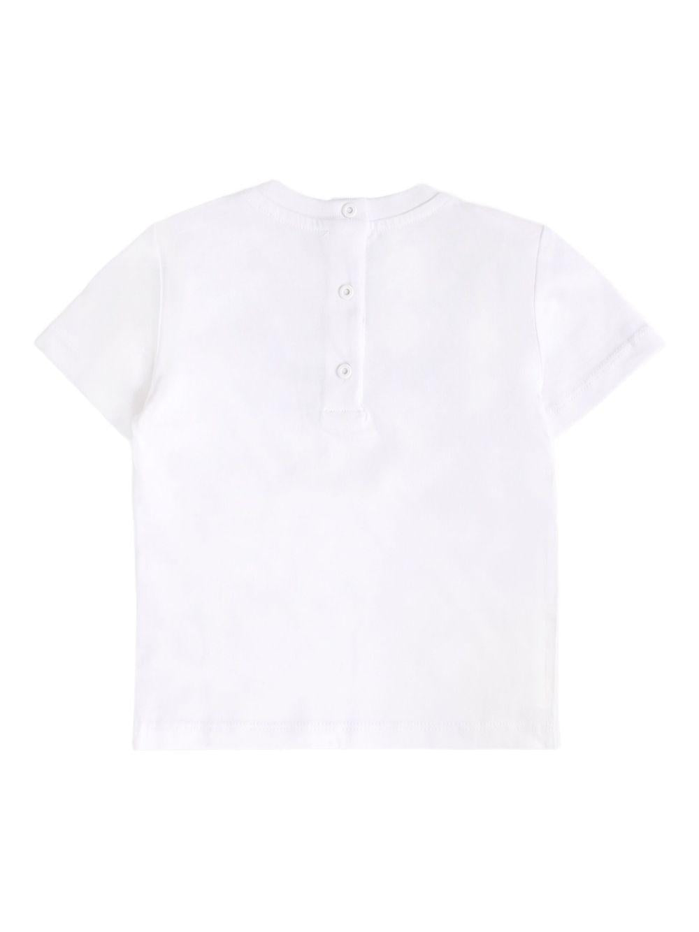 T-shirt Bianca con Stampa Logo BX8501Z3186 100NE BALMAIN KIDS 