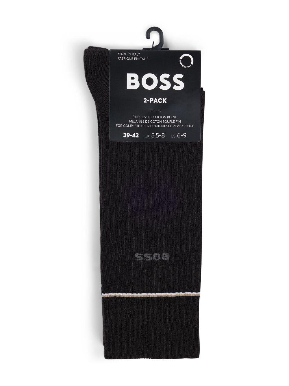 Calzini neri orli logati 50518523 001 BOSS 