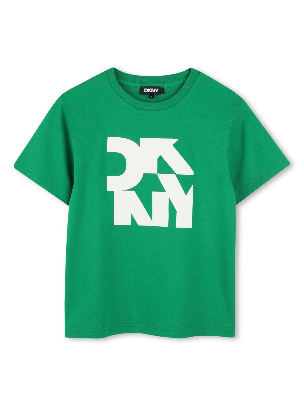 T-shirt verde logo petto