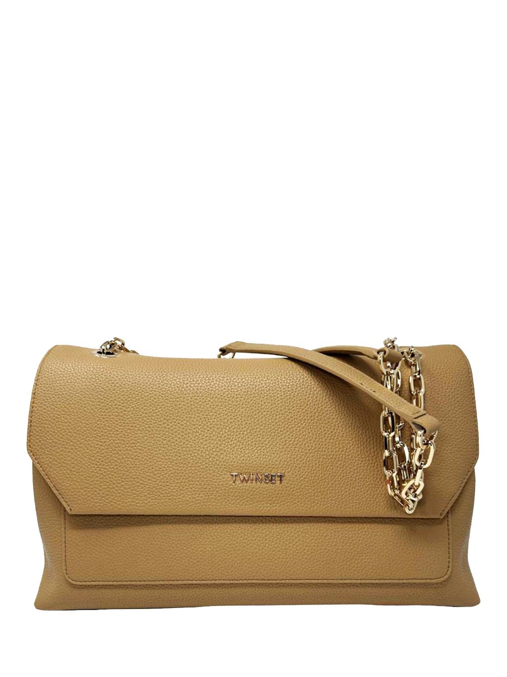 Borsa grande a tracolla Oval-T cammello