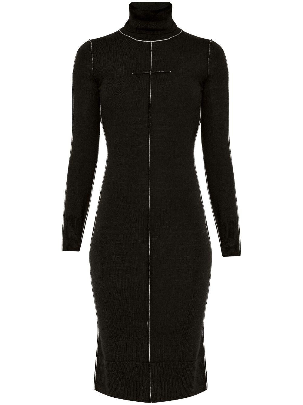 Abito midi nero cuciture a contrasto S52DG0019M13037 900 MM6 MAISON MARGIELA 