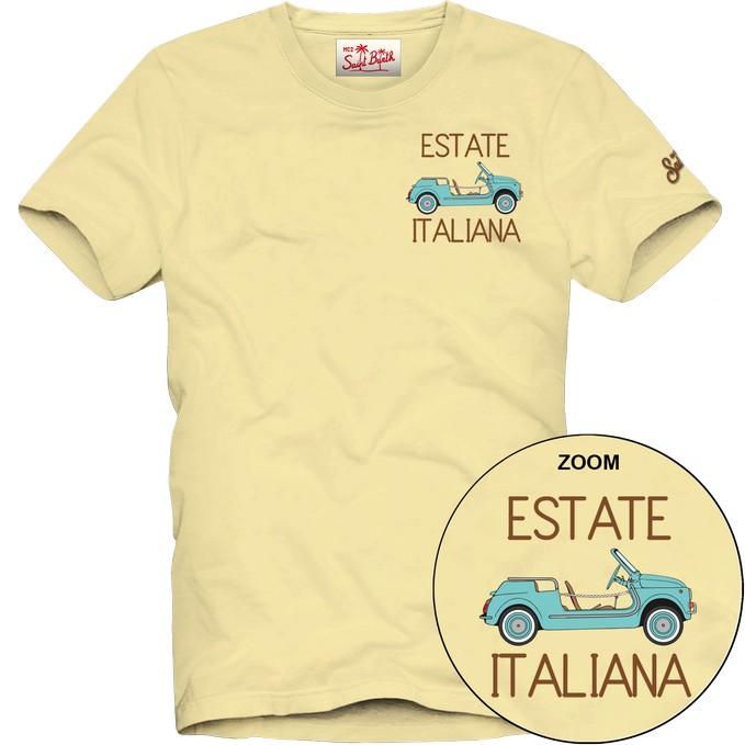 T-shirt in cotone organico con ricamo POT0001 04513L MC2 SAINT BARTH 