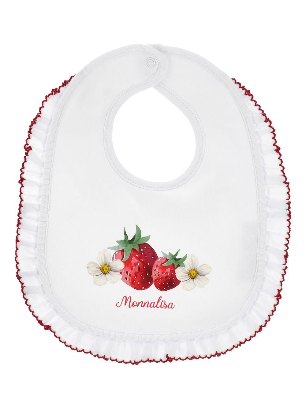 Set tutina, berretto e bavaglino in cotone con stampa fragole 35G5147084 0099 MONNALISA KIDS 