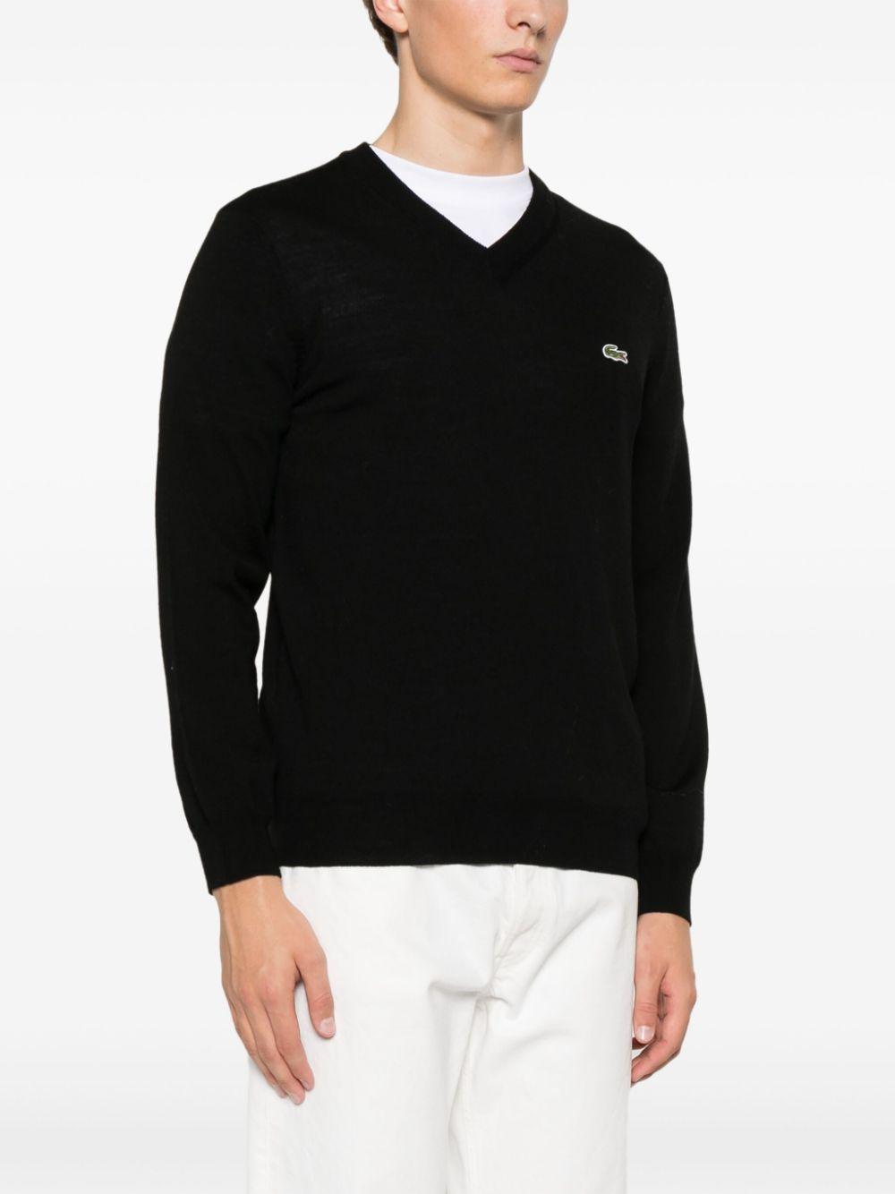 Maglione nero mini logo ricamo AH3221 031 LACOSTE 