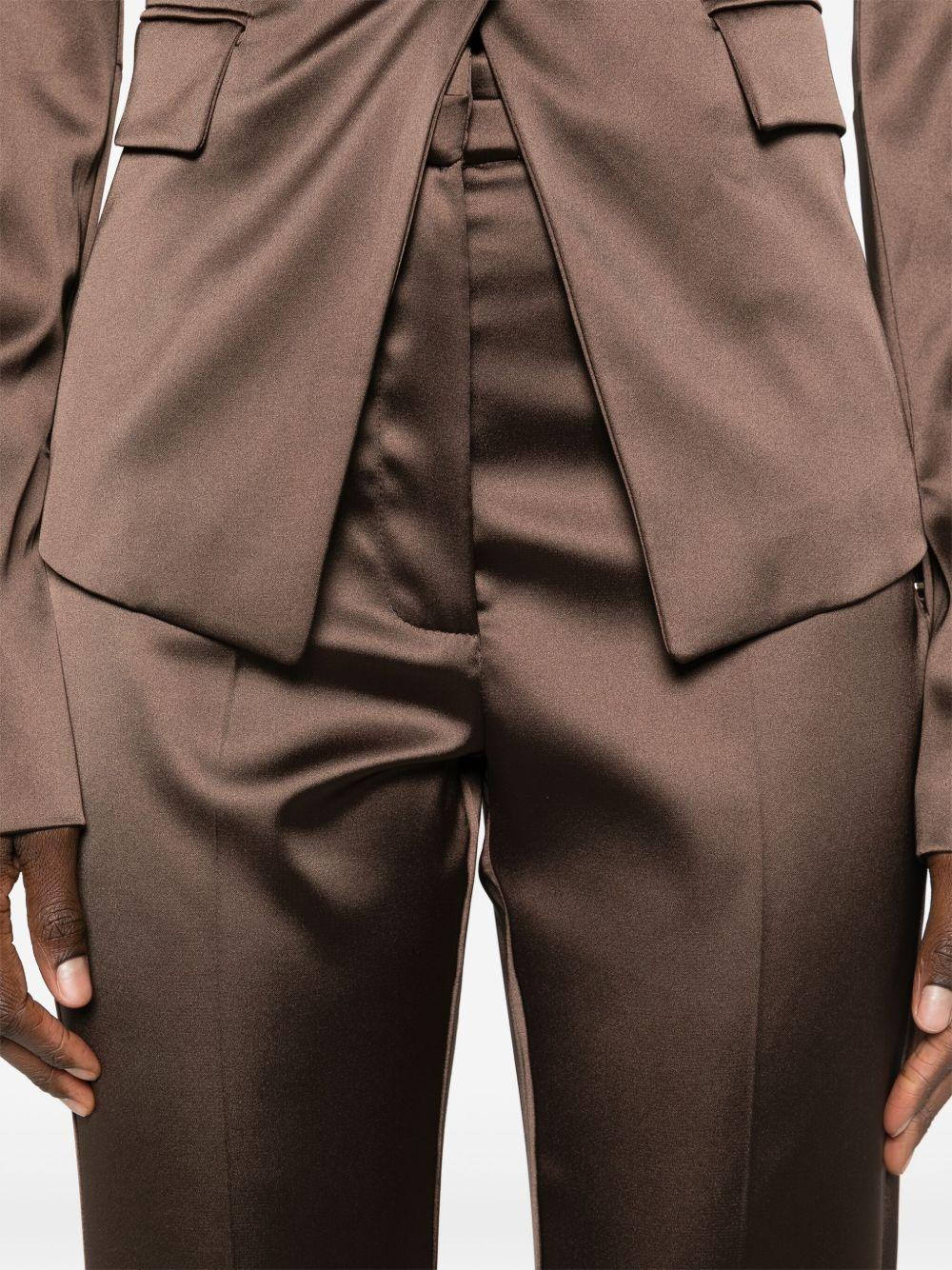 Pantaloni regular fit in raso marrone