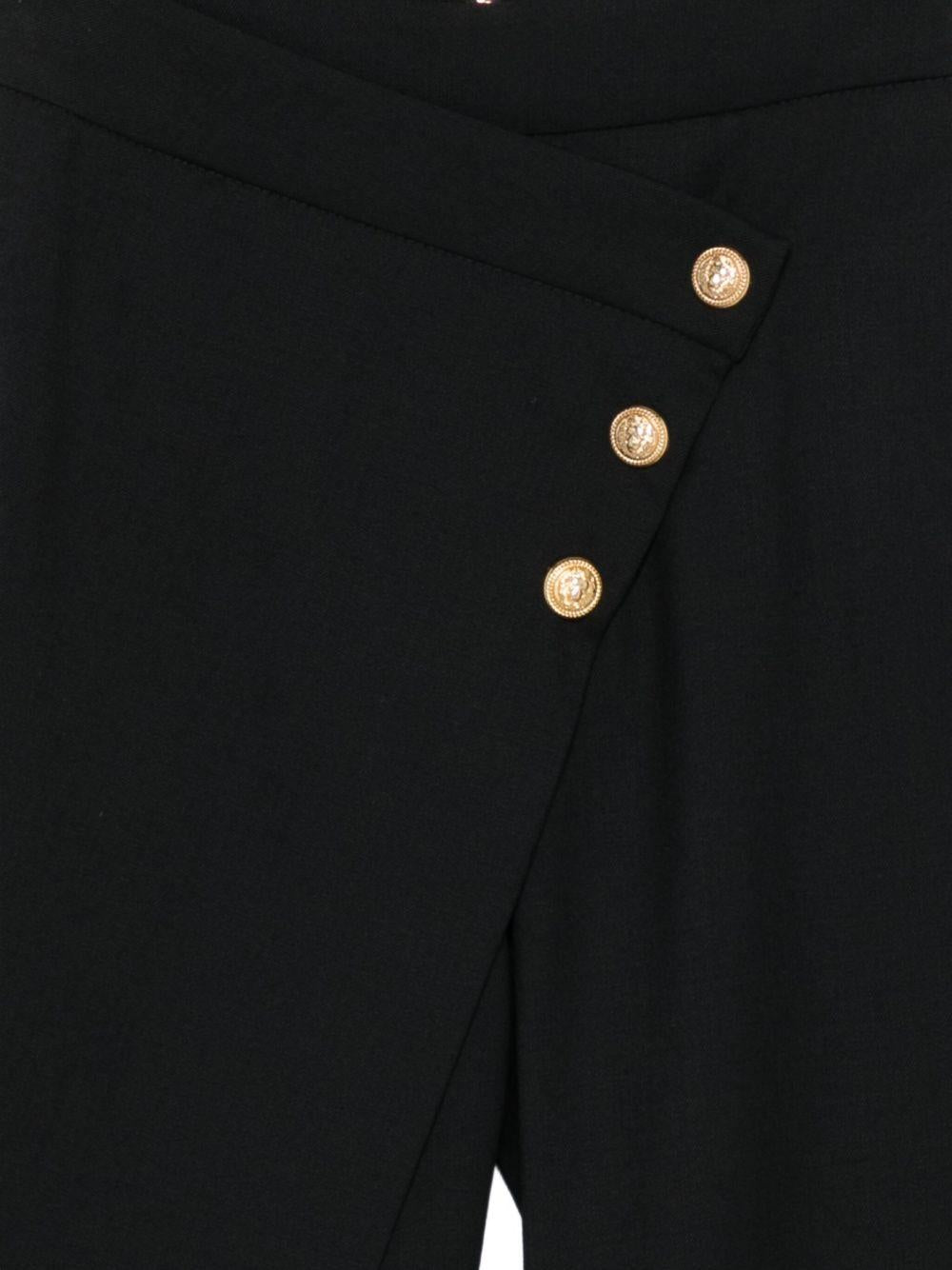 Pantaloni Neri a Portafoglio con Bottoni BX6B80I0196 930OR BALMAIN KIDS 