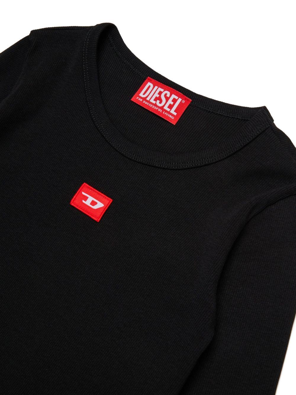 T-shirt a Maniche Lunghe con Applicazione Logo J02452KYAZY K900 DIESEL KIDS 