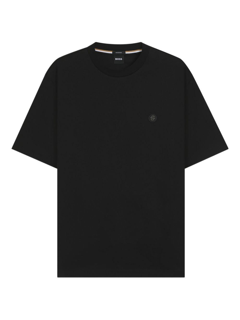 T-shirt Girocollo Nero in Cotone 50520298 002 BOSS 