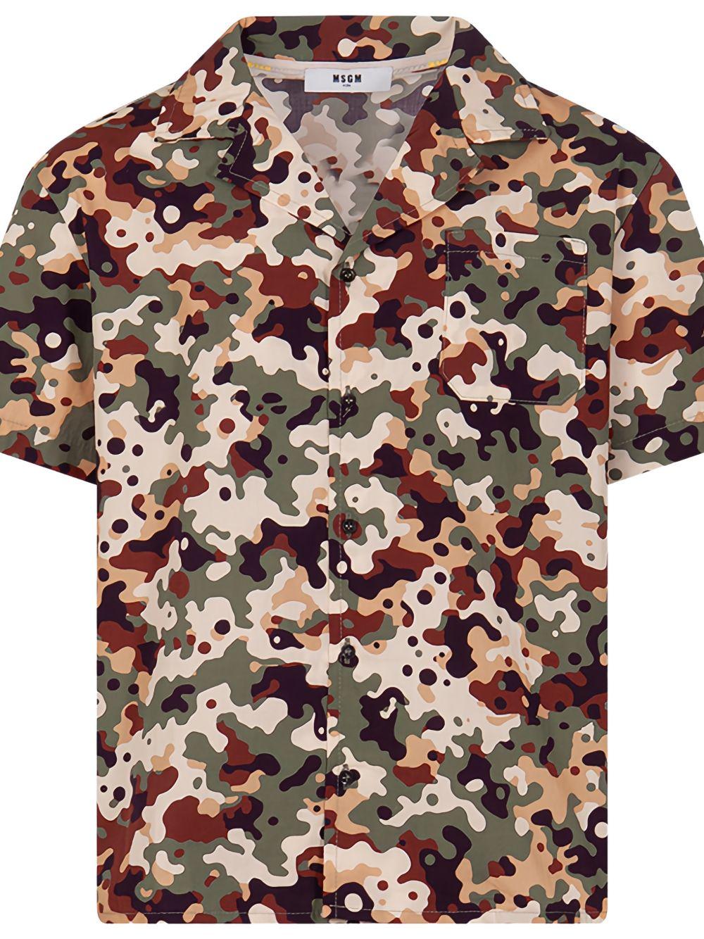 Polo in cotone stampa camouflage S6MSJBSI193 167 MSGM KIDS 