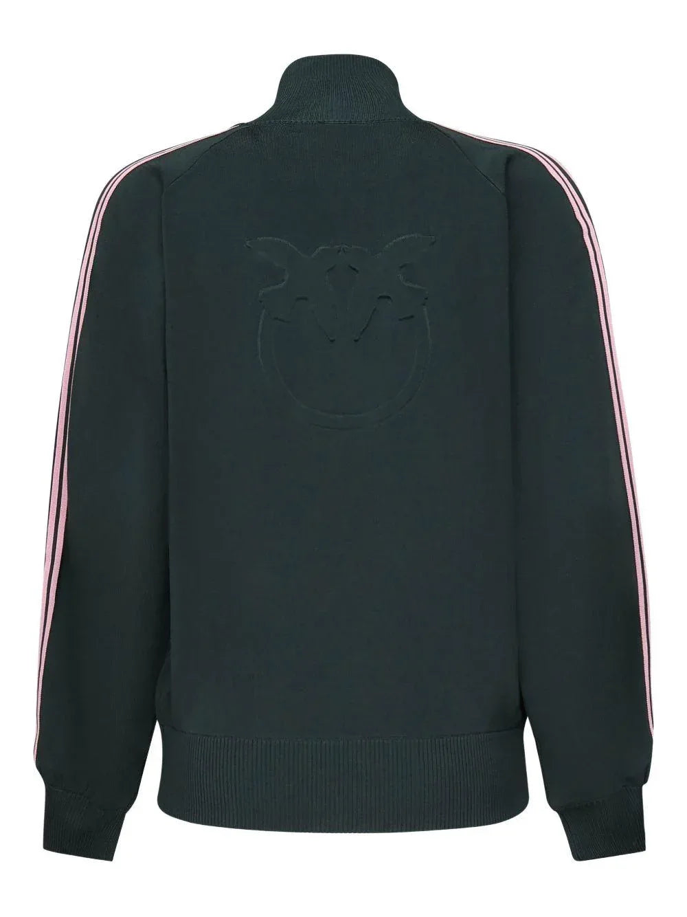 Felpa verde scuro a righe con zip 105391A2FQ X77 PINKO 
