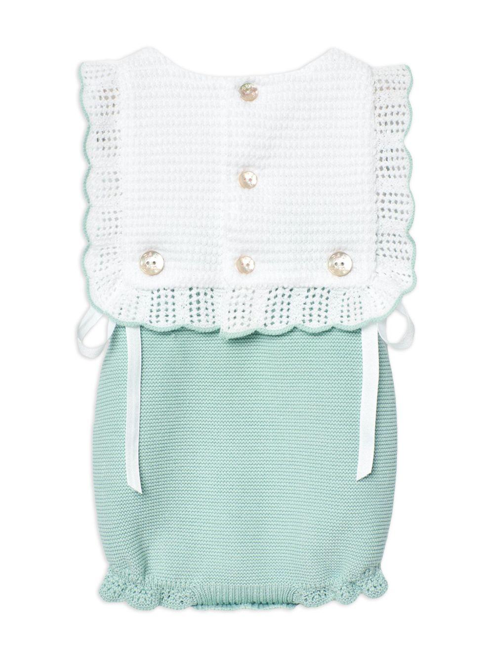 Tutina in maglia verde acqua con pettorina