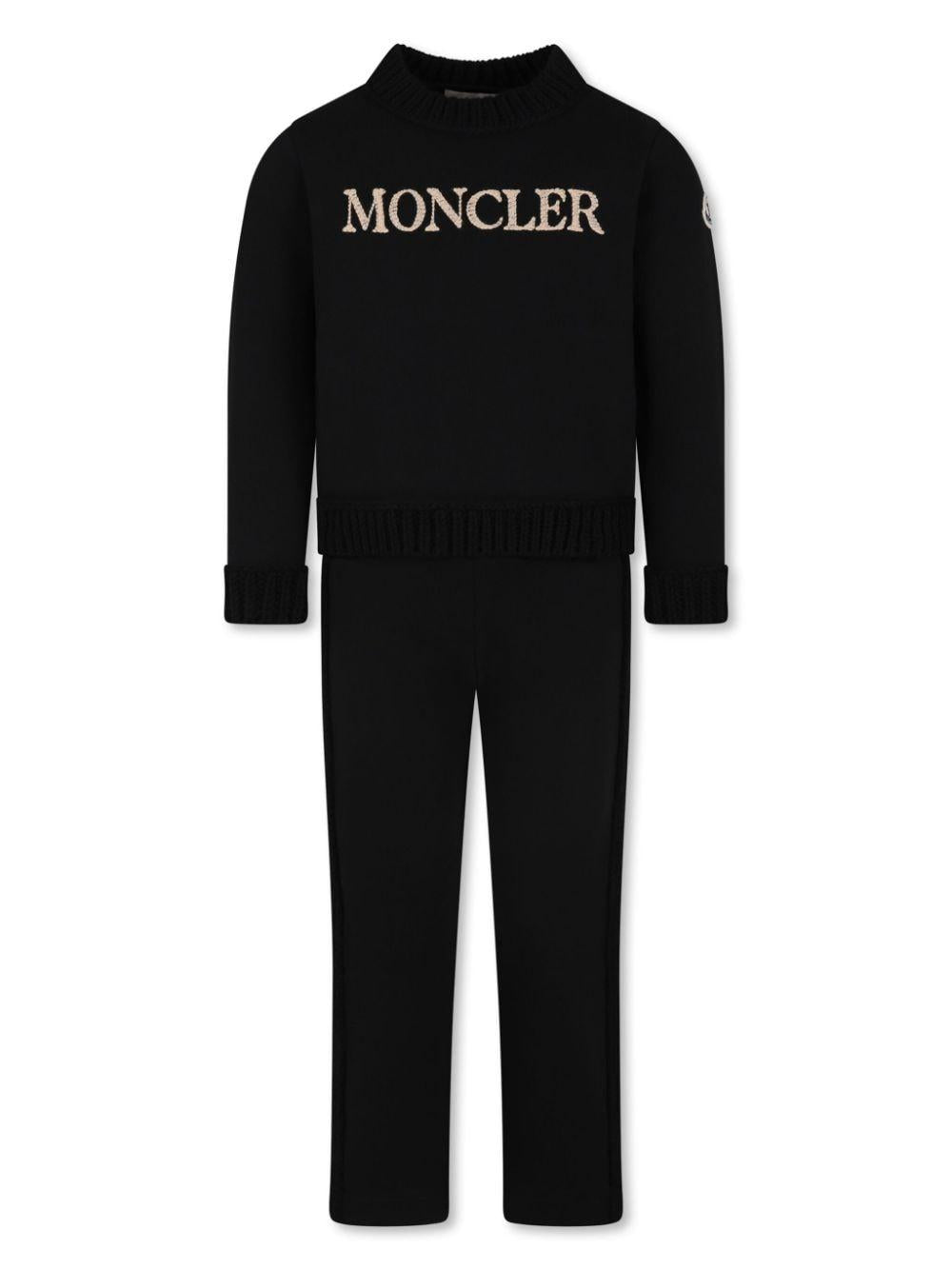Completo sportivo profili in maglia nero (2pz) 9548M00002899PS 999 MONCLER KIDS 