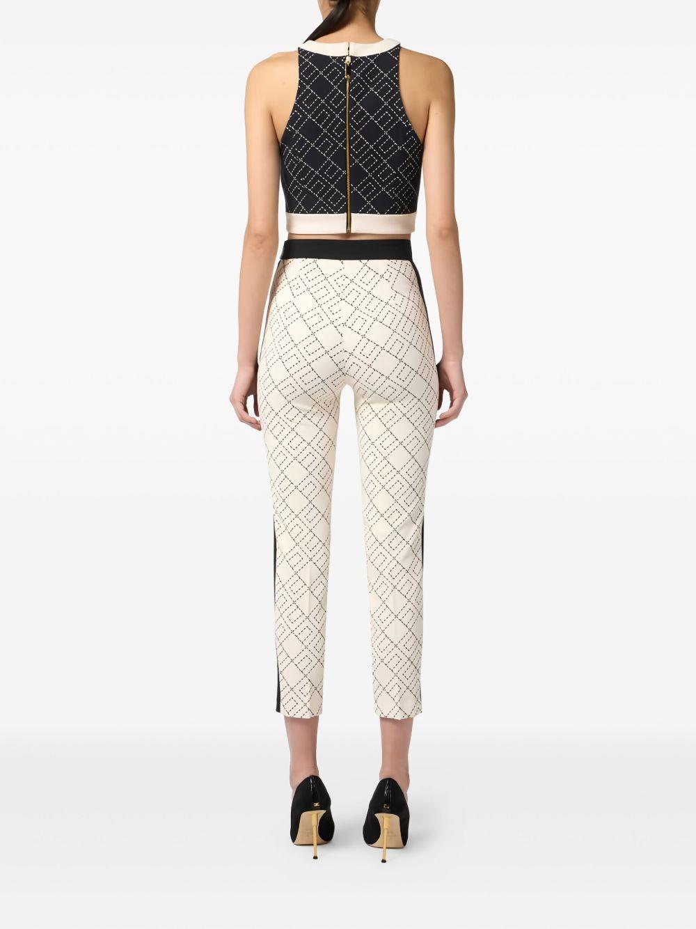 Pantaloni Neri e Latte con Stampa Logo e Dettagli Oro PAS0156E2 EF1 ELISABETTA FRANCHI 