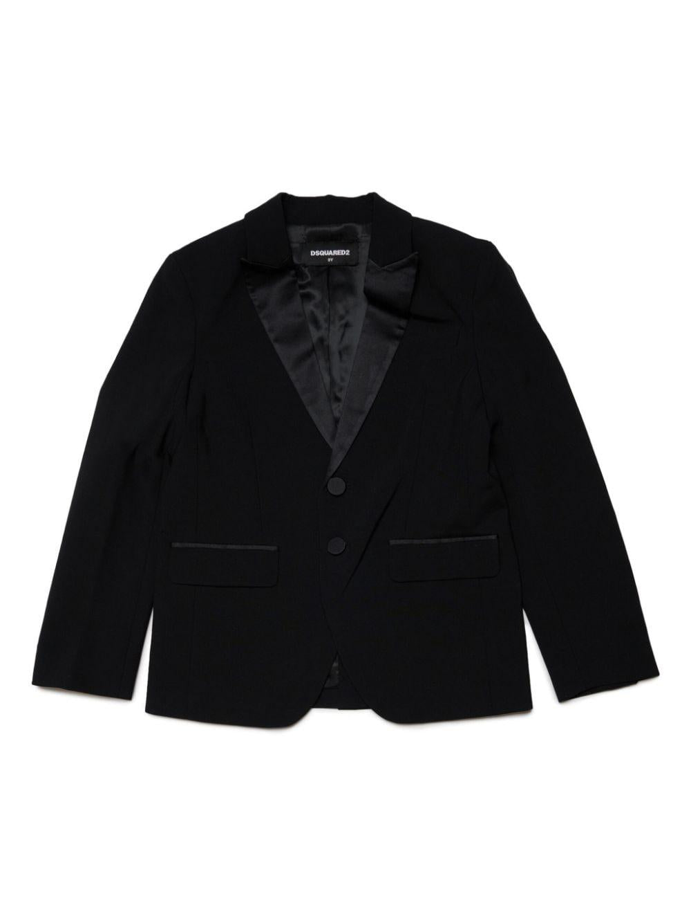 Giacca nera monopetto misto lana DQ2265D0A8A DQ900 DSQUARED KIDS 