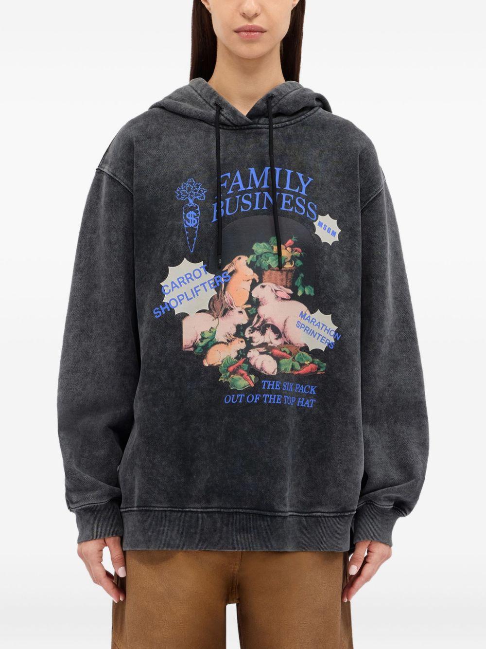 Felpa nera con cappuccio e stampa grafica 3941MDM111SE257584 99 MSGM 