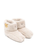 Beige slippers with bear embroidery