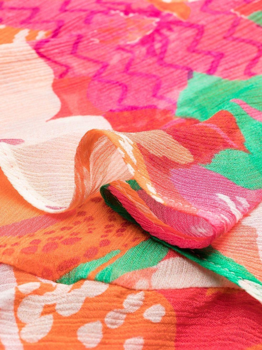 Abito fucsia fantasia floreale drappeggiato