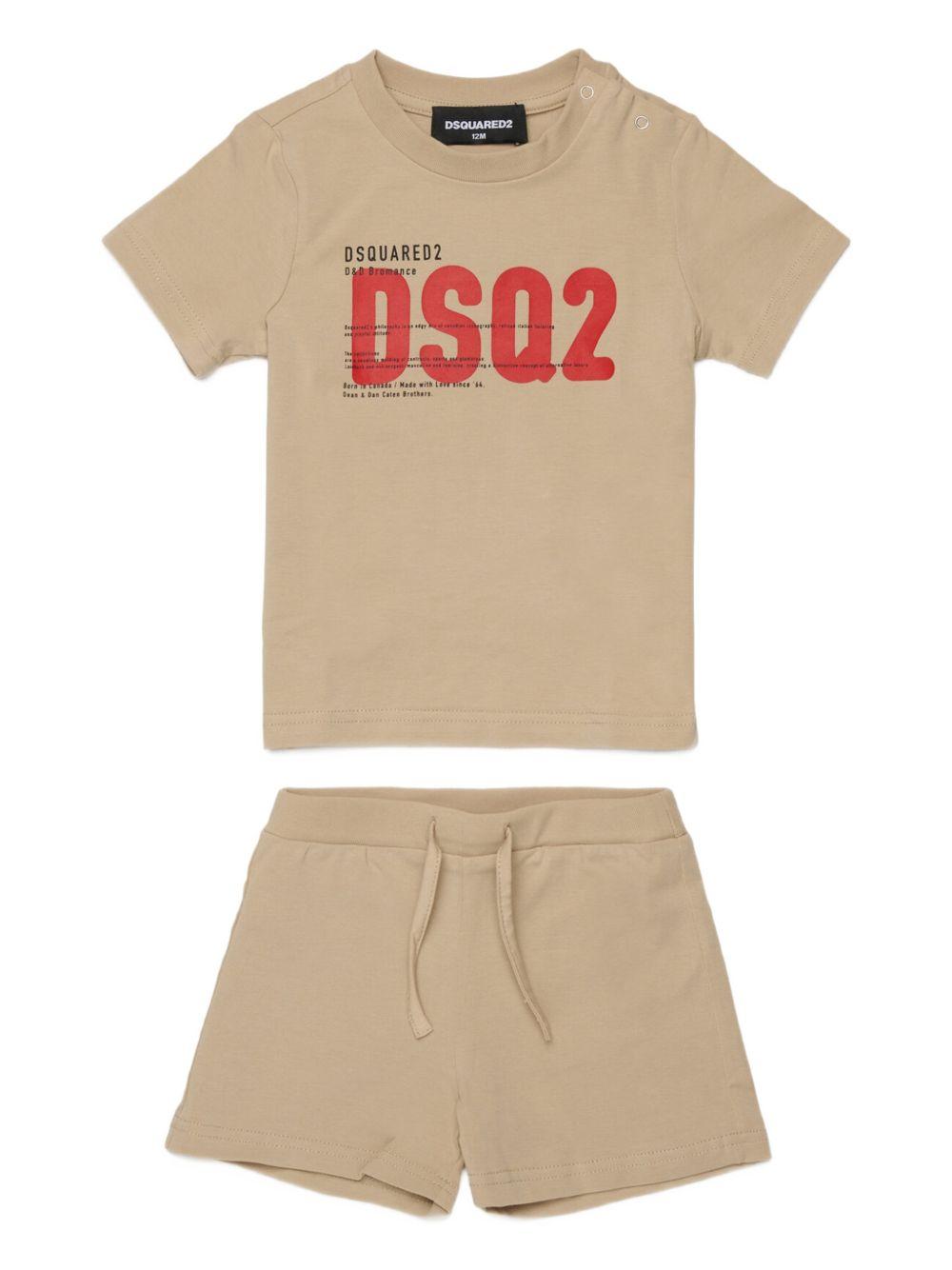 Completo t-shirt e shorts in cotone con logo DQ3249D008J DQ717 DSQUARED KIDS 