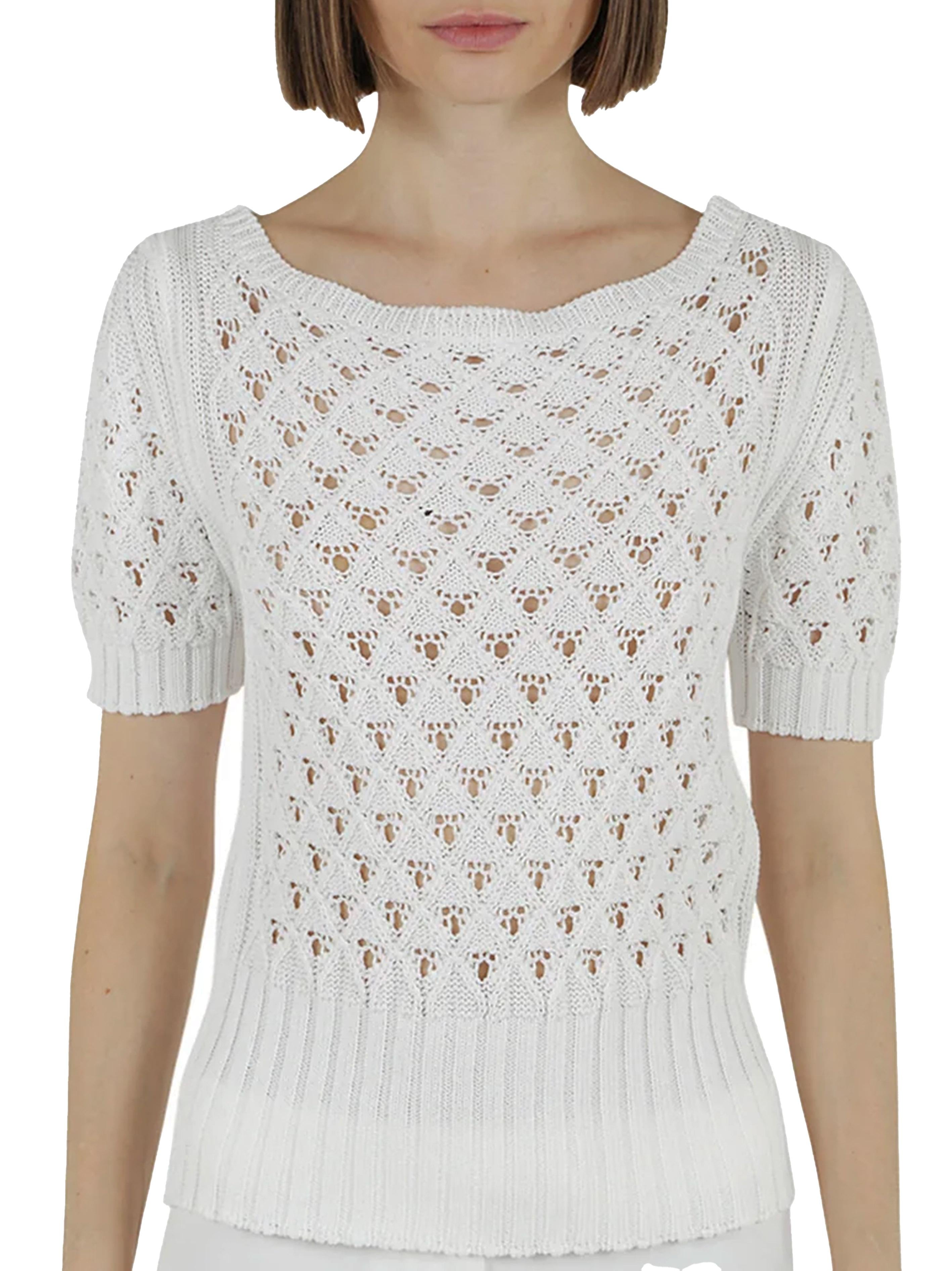 Maglia bianca traforata I81MAGI36MAG0I015 01 ELEVENTY 