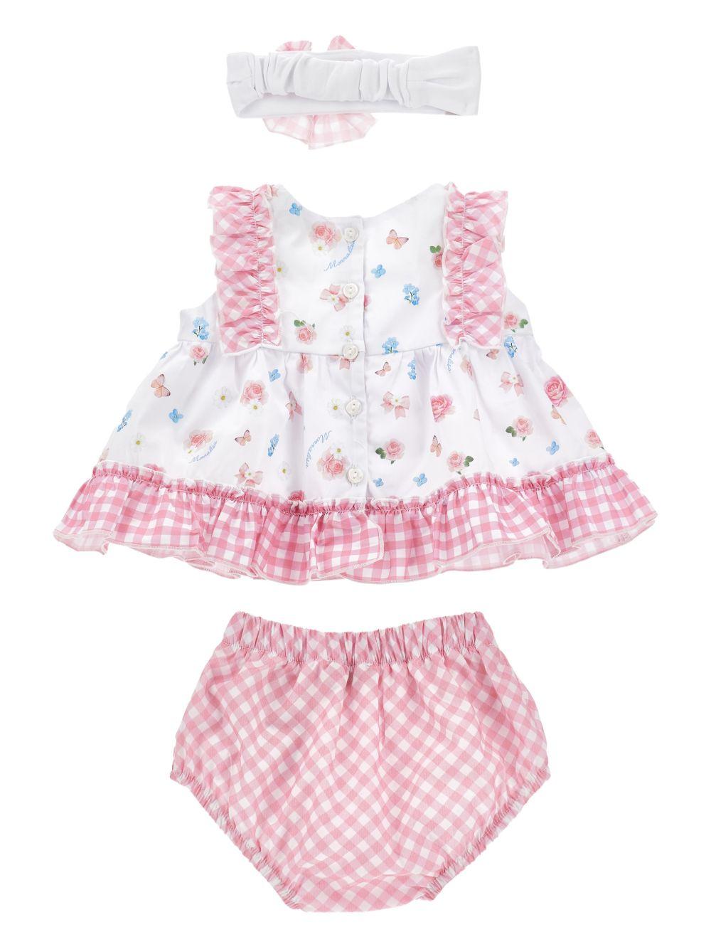 Abito con culotte a quadri vichy rosa 35G5067011 9990 MONNALISA KIDS 