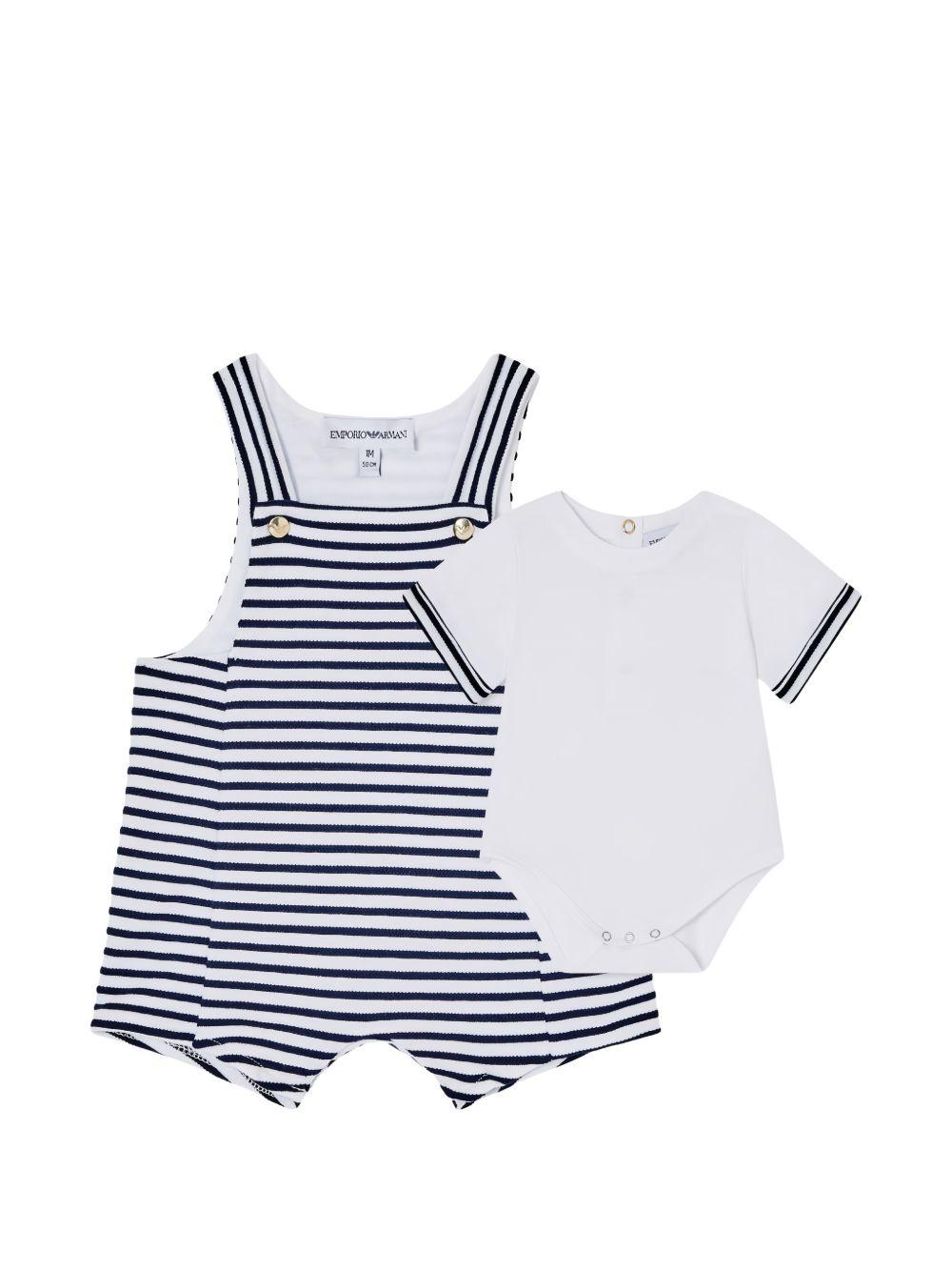 Tutina a righe con body in cotone EY000166AF22003 F0015 EMPORIO ARMANI KIDS 