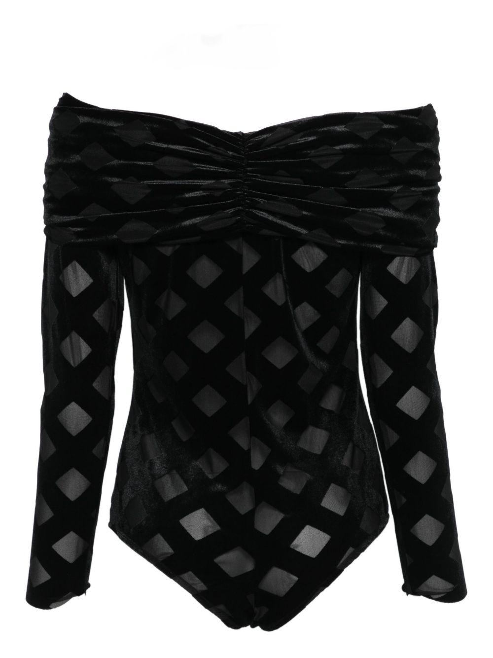 Body con Motivo a Rombi e Scollo Off-Shoulder AT203 NERO ALESSANDRO LEGORA 