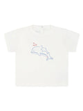 T-shirt bianca stampa delfini neonata