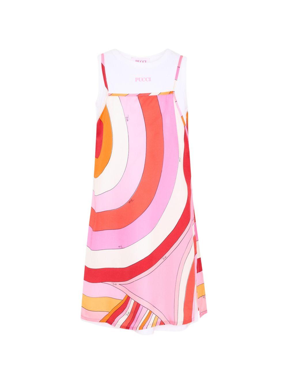 Abito senza maniche stampa geometrica multicolor PY1B12K0281 50EAR EMILIO PUCCI KIDS 