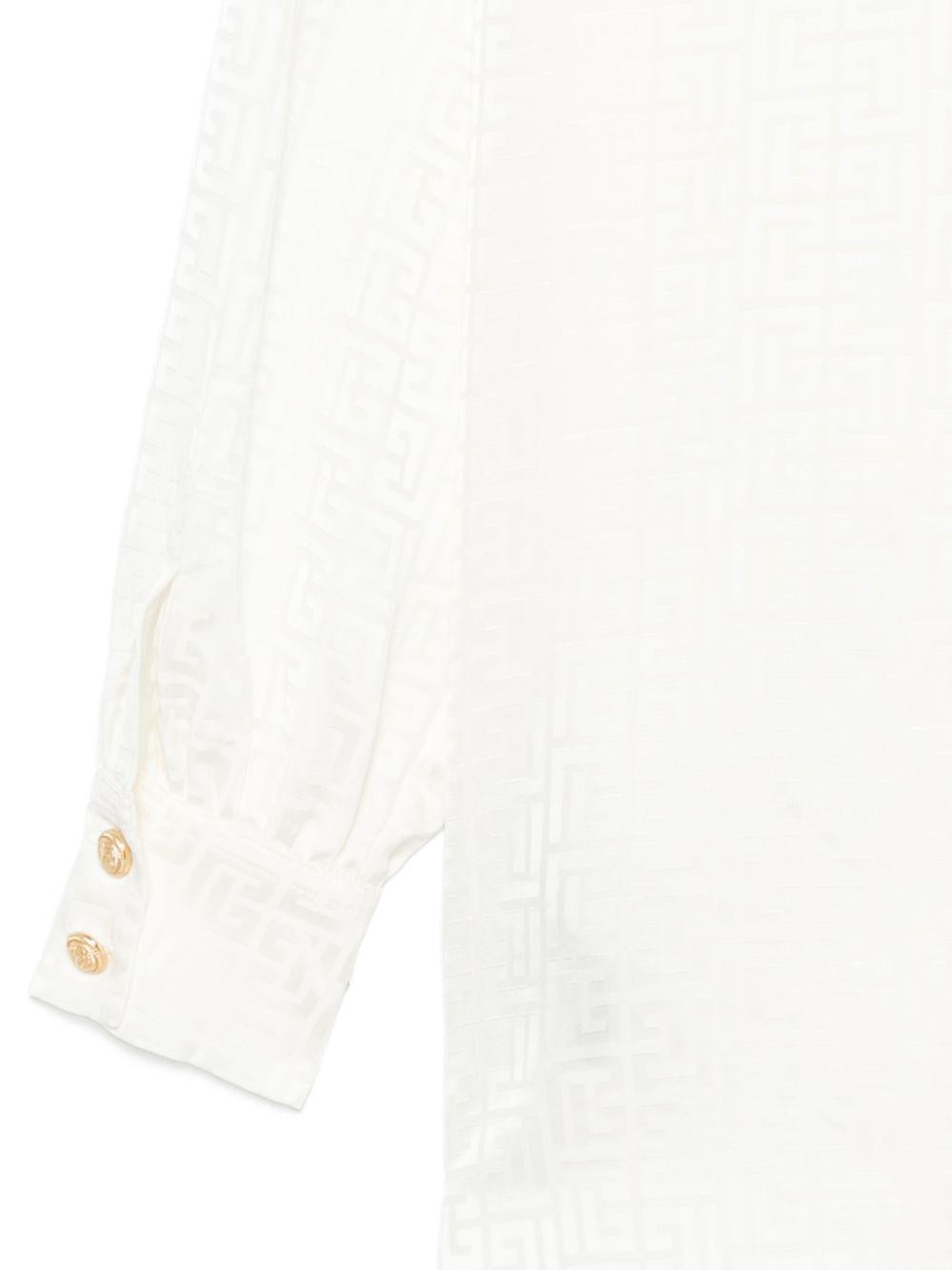 Camicia in viscosa avorio con monogramma jacquard BY5A30S0192 102 BALMAIN KIDS 