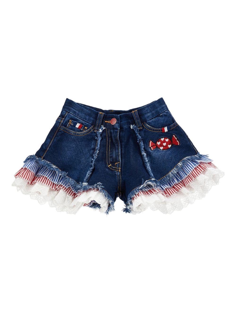 Shorts in denim con ruches 19G4017015 0055 MONNALISA KIDS 