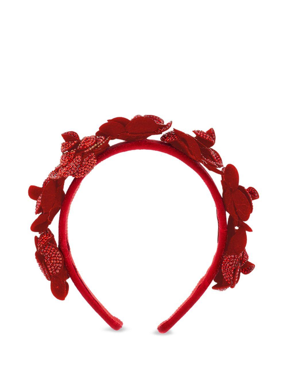 Cerchietto Rosso Monnalisa: Strass e Fiori