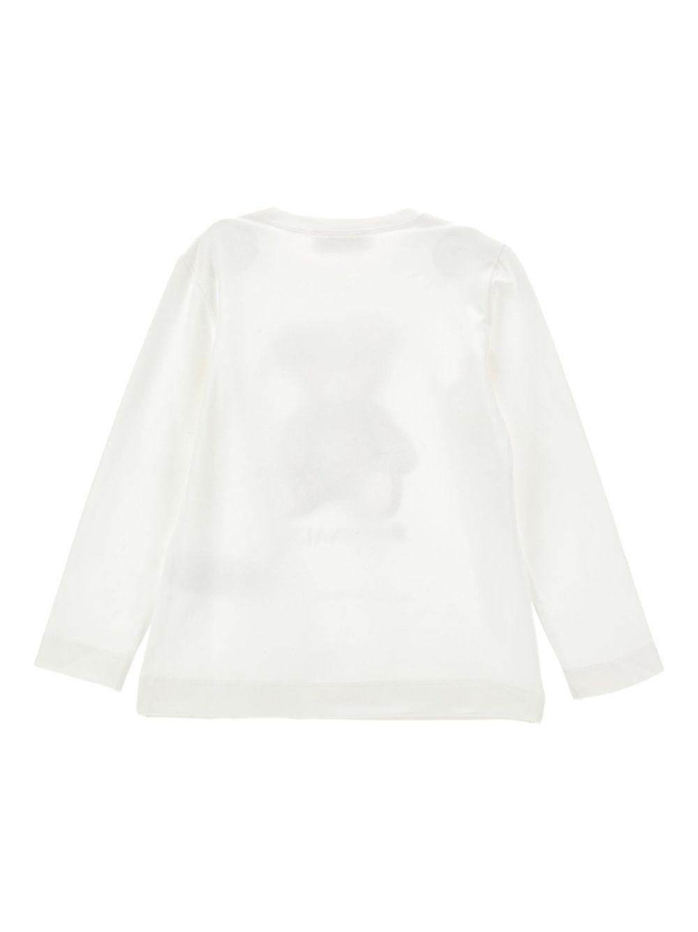 T-shirt Bianca Maniche Lunghe con Grafica Bear 19F6166003 0001 MONNALISA KIDS 