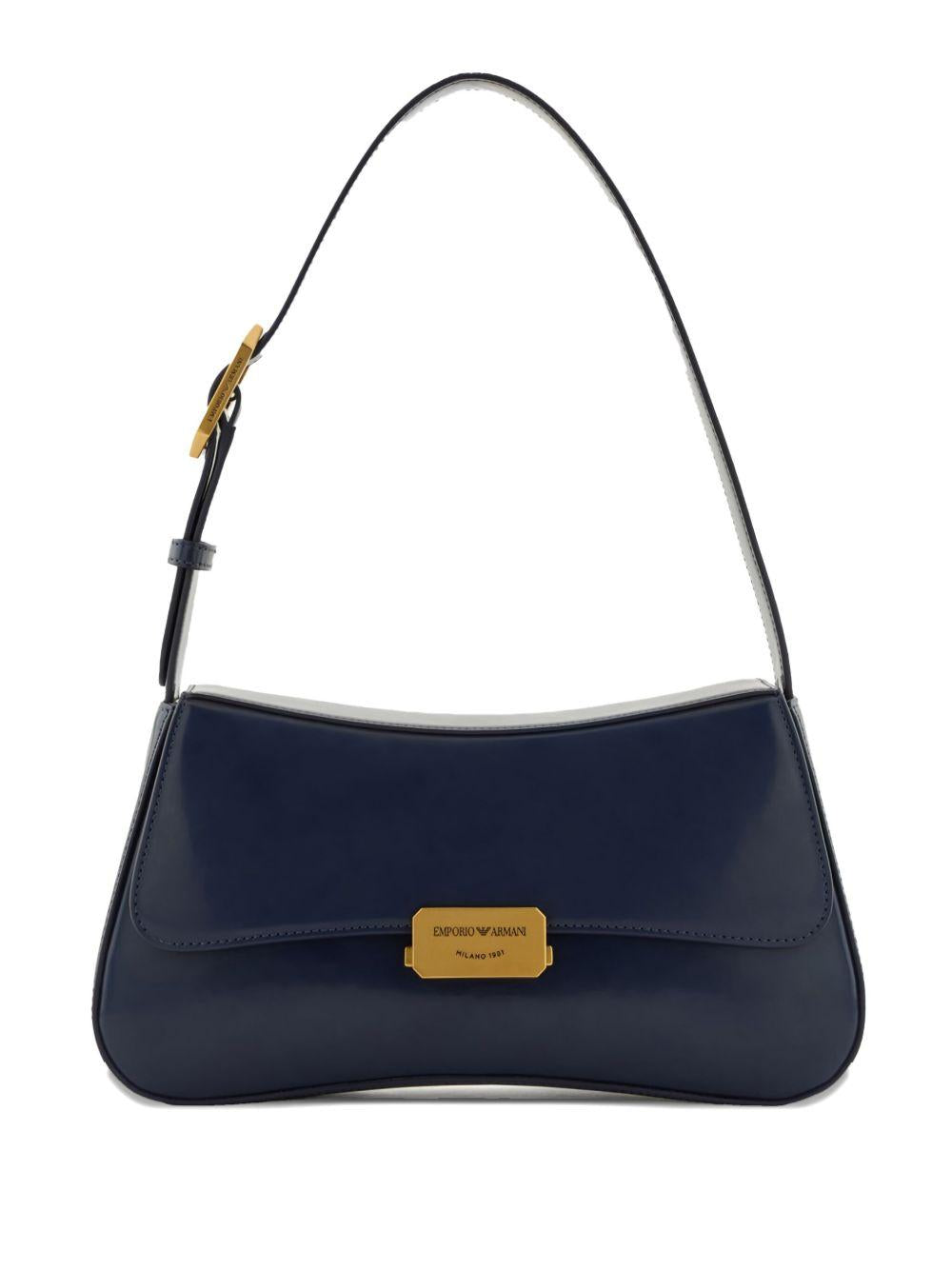 Borsa a spalla blu notte finish lucido