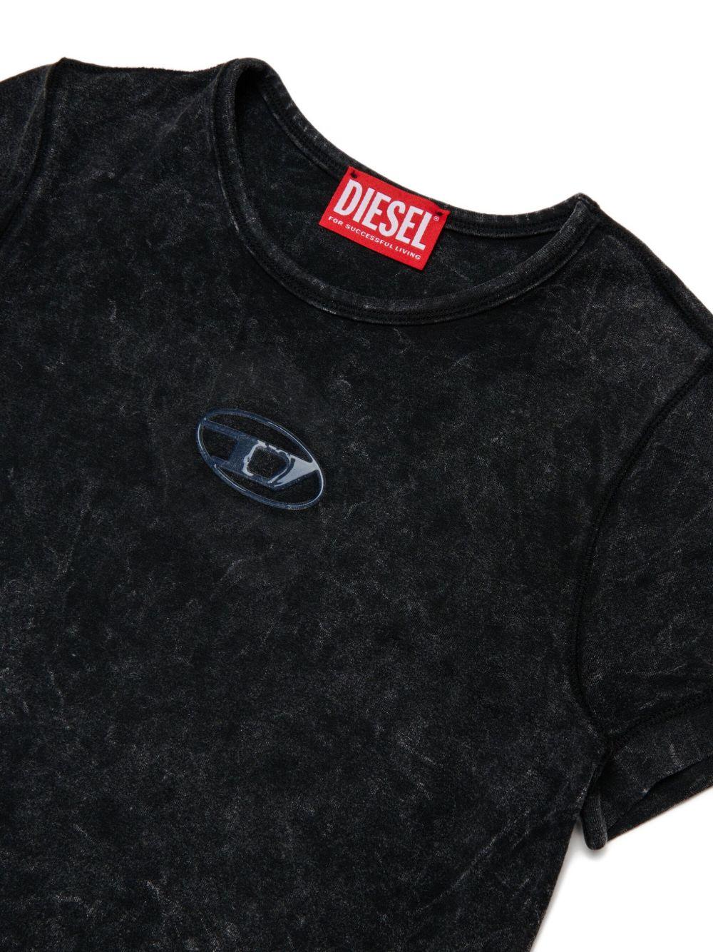 T-shirt Nera con Placca Logo Ovale J024020CNAY K900 DIESEL KIDS 