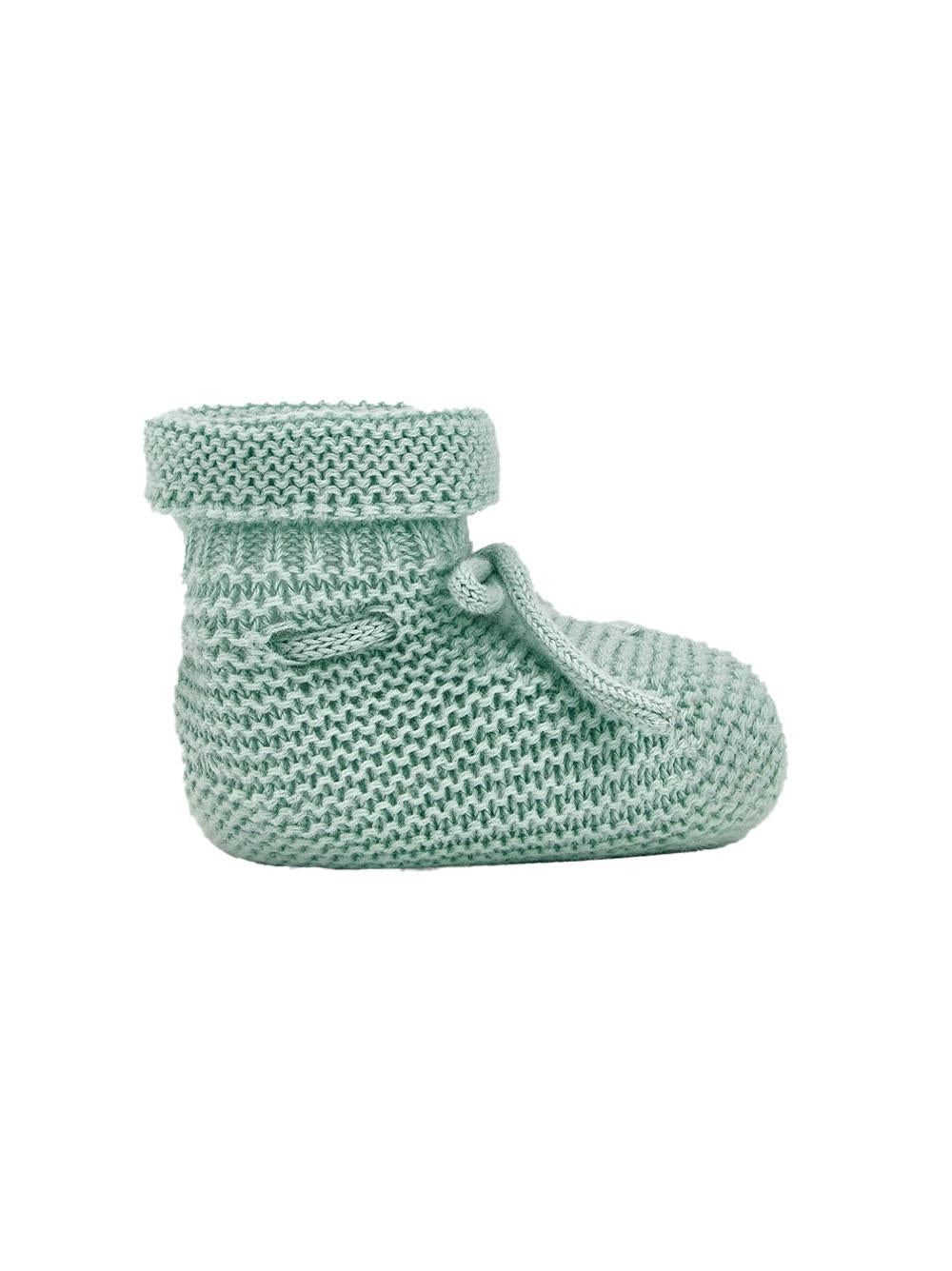 Scarpina verde acqua in maglia con fiocco regolabile 01822507 13H82 PAZ RODRIGUEZ KIDS 