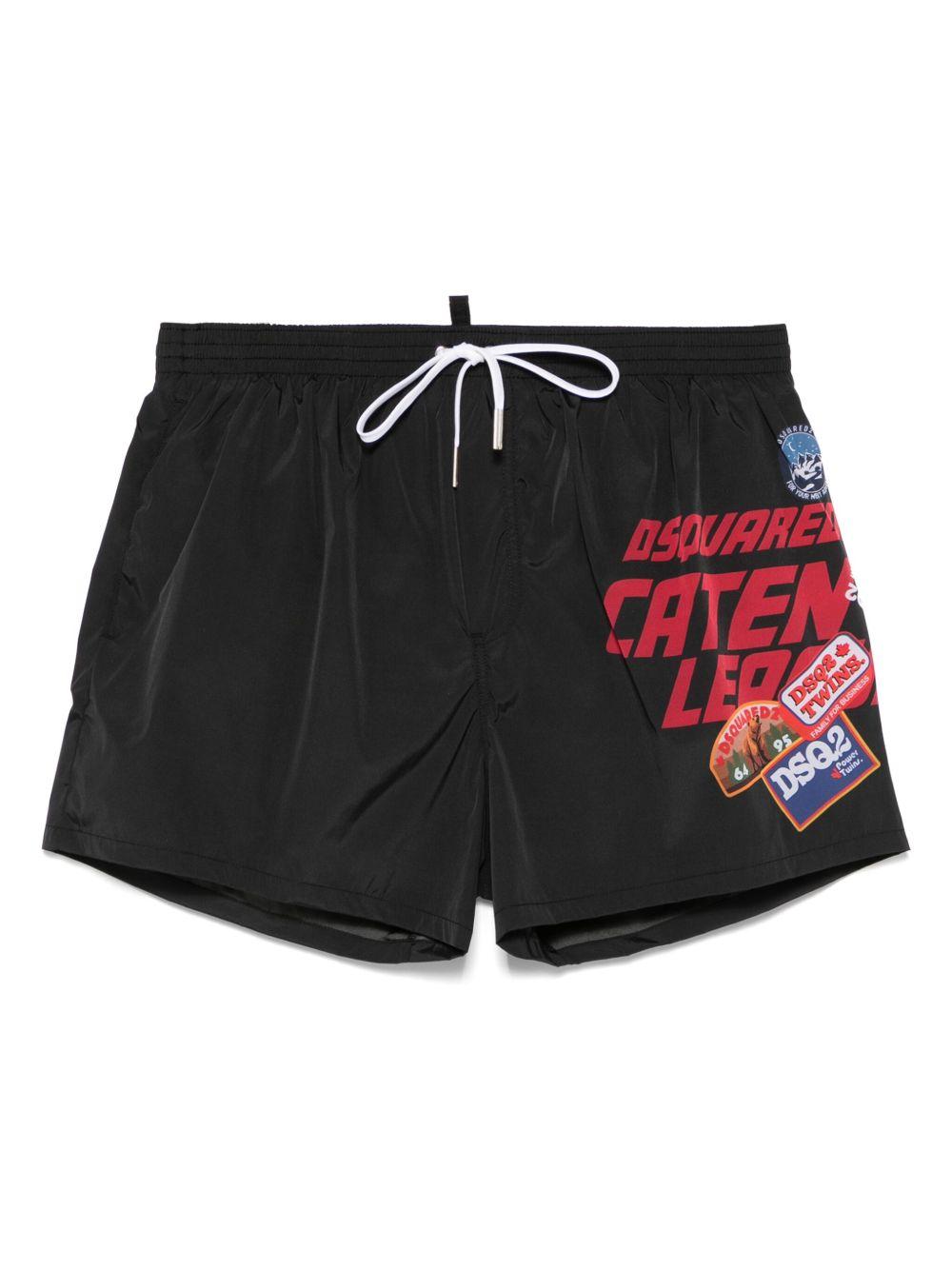 Costume nero boxer stampa laterale D7B8P6080 001 DSQUARED 