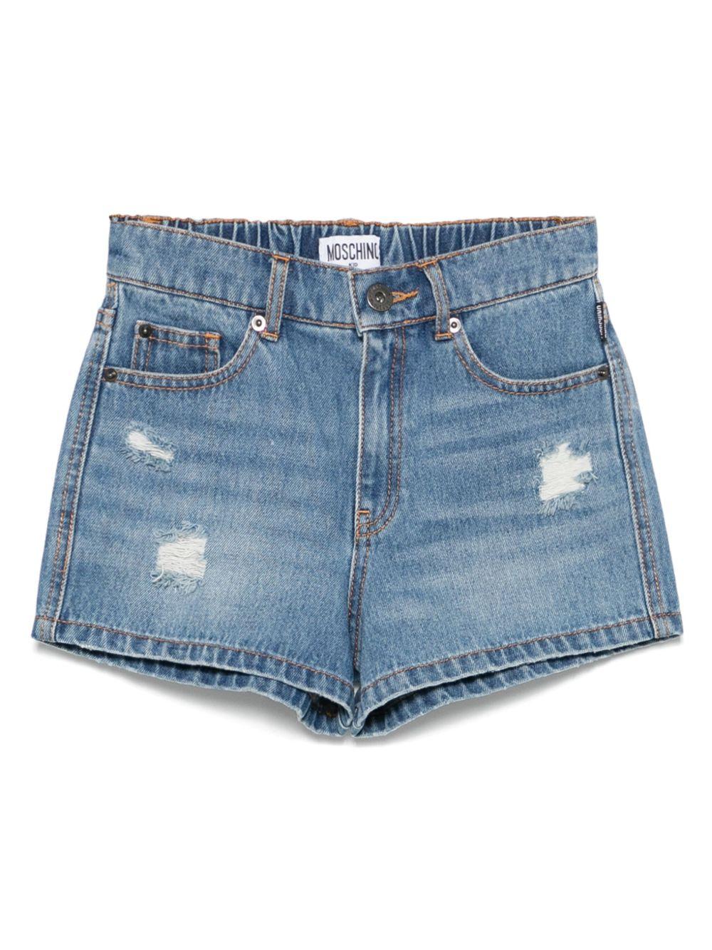 Short denim mini teddy ricamo
