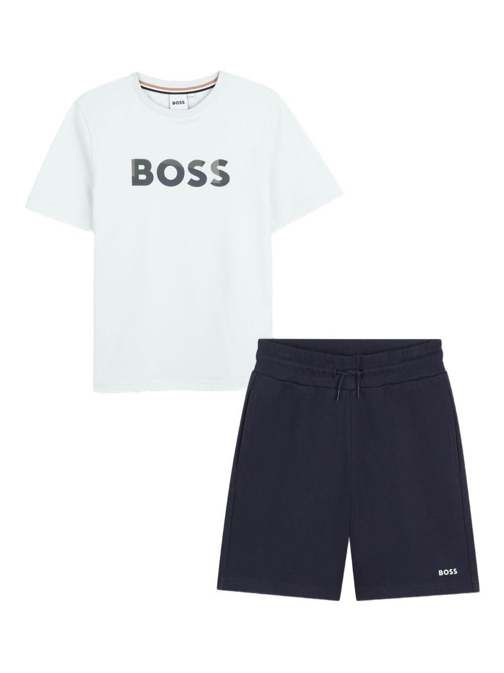 Completo t-shirt e shorts in cotone J53008 73K BOSS KIDSWEAR 