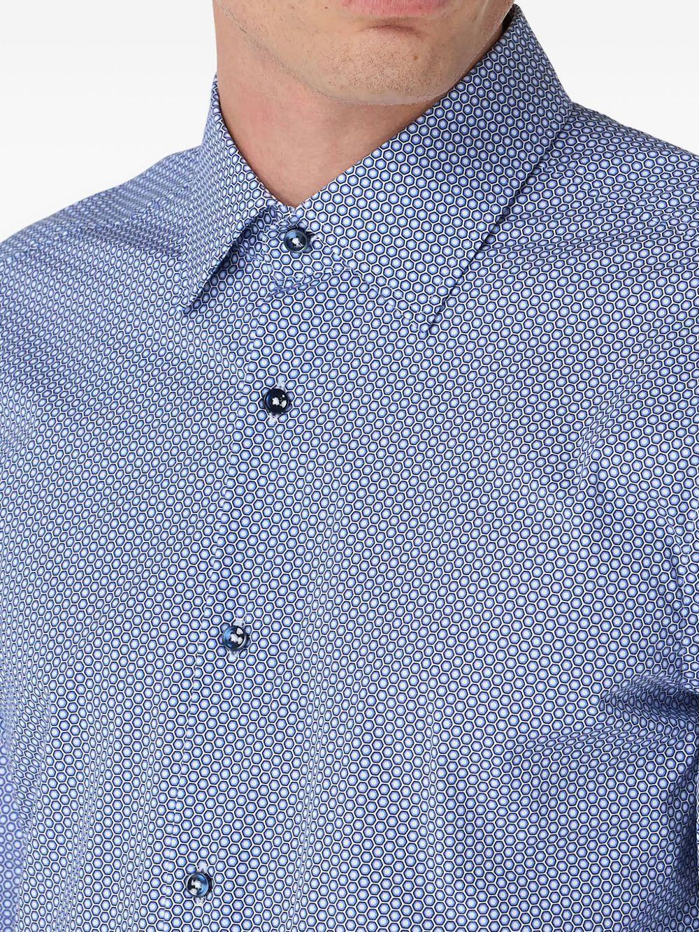 Camicia microfantasia blu 50519830 450 BOSS 