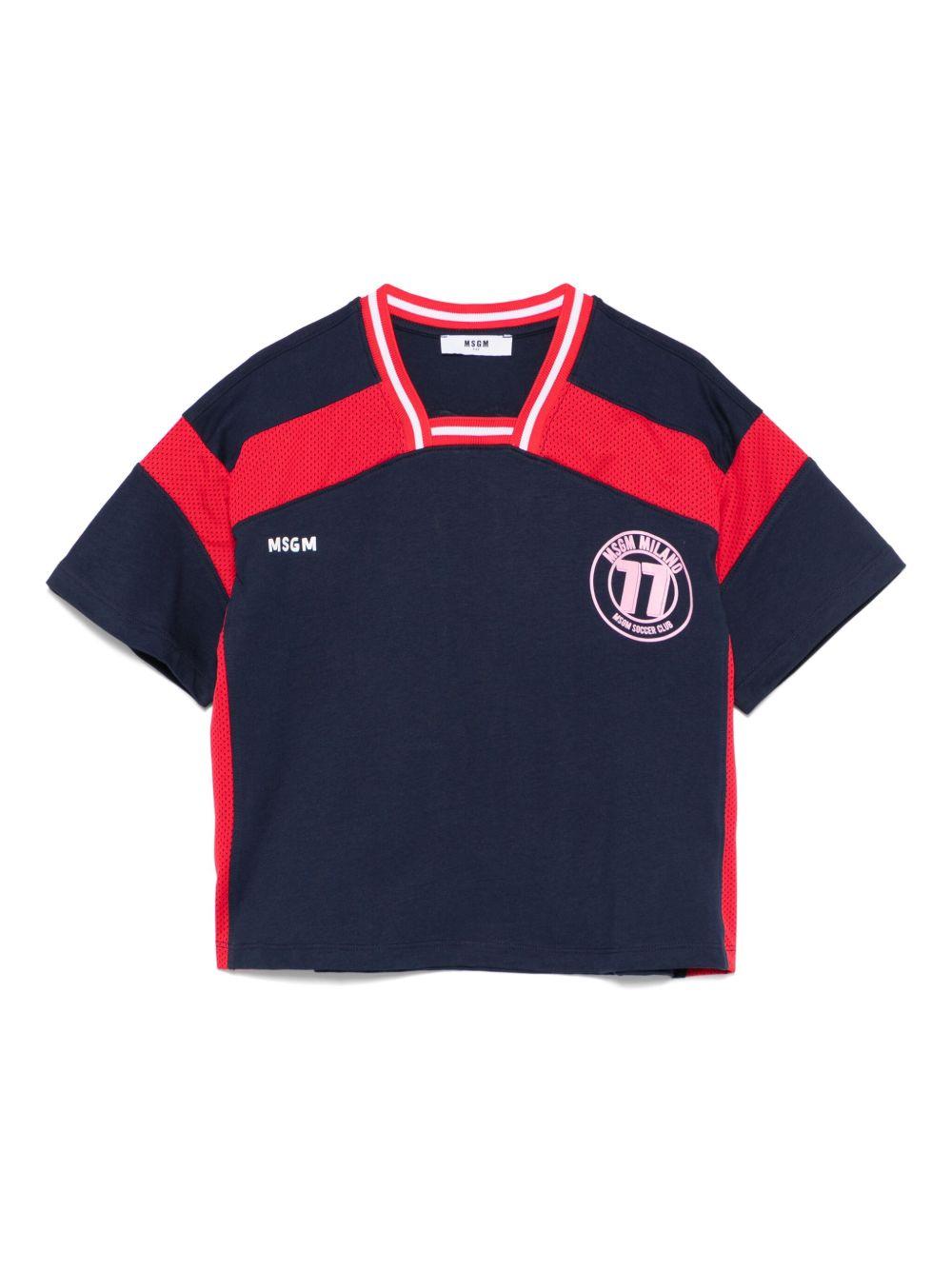 T-shirt blu color-block 77