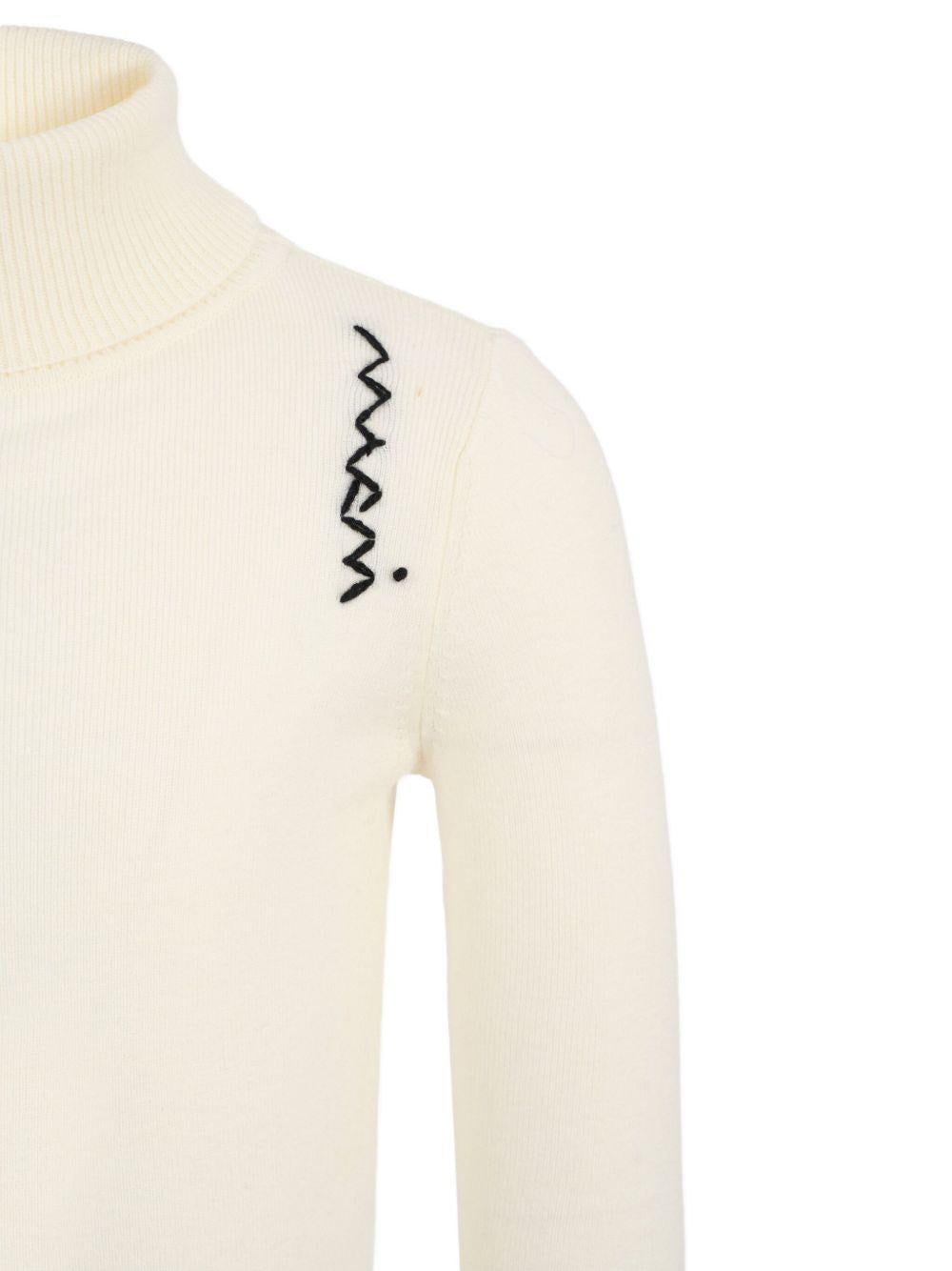 Maglia a collo alto ricamato a zig-zag M01497M00W9 0M114 MARNI KIDS 